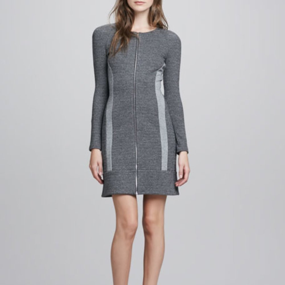 theory chayanne two-tone front zip dress sz 0
